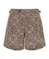 Brunello Cucinelli Paisley Print Swimsuit With Adjustable Waistband In Brown