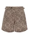 Brunello Cucinelli Paisley Print Swimsuit With Adjustable Waistband In Brown