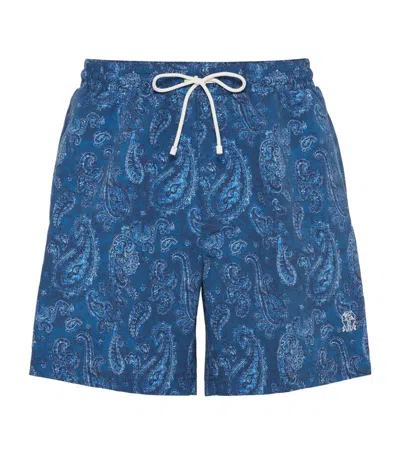 Brunello Cucinelli Paisley Print Swim Shorts In Blue