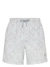 Brunello Cucinelli Paisley-print Swim Shorts In Grey