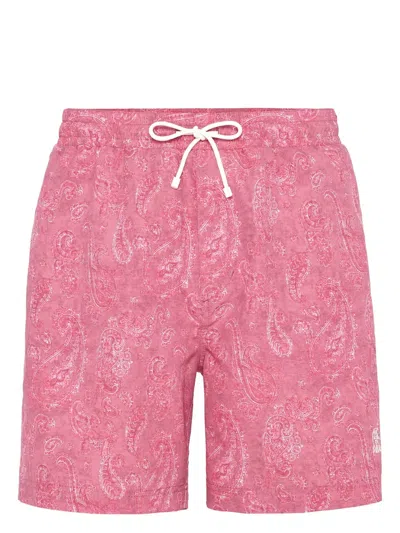 Brunello Cucinelli Paisley-print Swim Shorts In Red