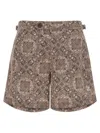 Brunello Cucinelli Paisley Print Swimsuit With Adjustable Waistband In Brown