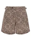 Brunello Cucinelli Paisley Print Swimsuit With Adjustable Waistband In Brown