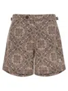 Brunello Cucinelli Paisley Print Swimsuit With Adjustable Waistband In Brown