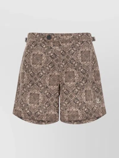 Brunello Cucinelli Paisley Print Swimsuit With Adjustable Waistband In Brown