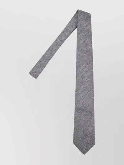 Brunello Cucinelli Paisley Silk Pointed Tip Tie In Gray