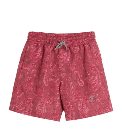 Brunello Cucinelli Kids' Paisley Swim Shorts (4-12+ Years) In Pink