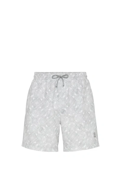 Brunello Cucinelli Paisley Swim Shorts In White
