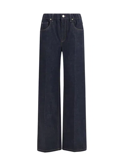 Brunello Cucinelli Wide Leg With Monile Detail Jeans In Blue