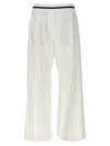Brunello Cucinelli Elastic Stripe Waist Wide Leg Trousers In White/black