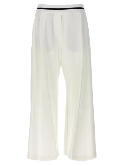Brunello Cucinelli Elastic Stripe Waist Wide Leg Trousers In White/black