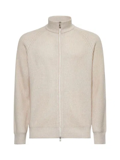 Brunello Cucinelli Pale Brown Cashmere Jumper In Neutrals