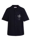 Brunello Cucinelli Palm Tree-embroidered Shirt In Blue