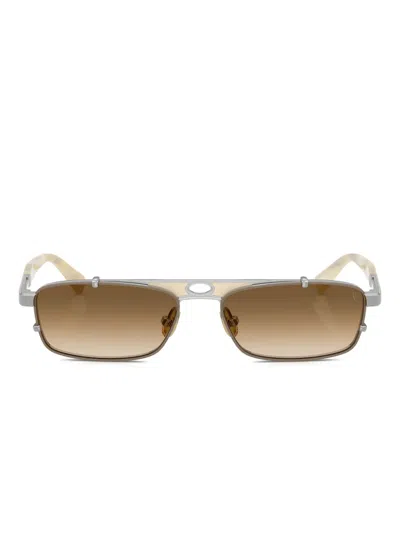 Brunello Cucinelli Paloma Rectangle-frame Sunglasses In Silver