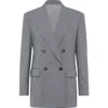Brunello Cucinelli Virgin Wool Double-breasted Blazer In Medium Grey