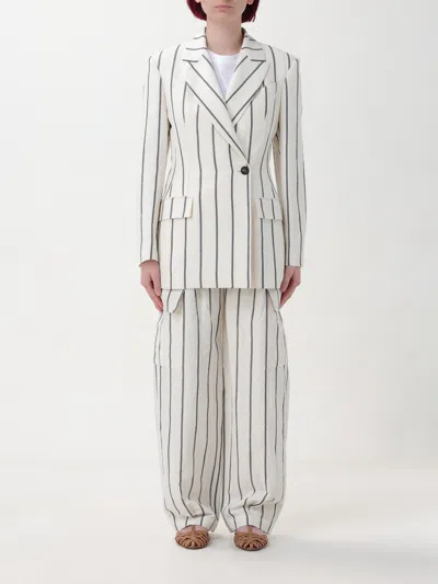 Brunello Cucinelli Panama Striped Linen-cotton Blazer In Gray
