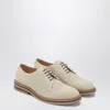 Brunello Cucinelli Suede Derby Shoes Leather Sole In White