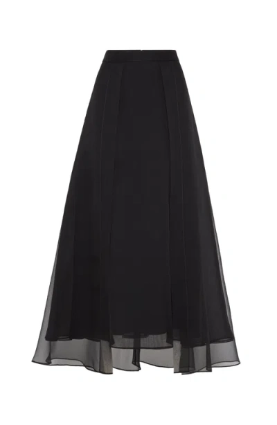 Brunello Cucinelli Paneled Circle Skirt In Black