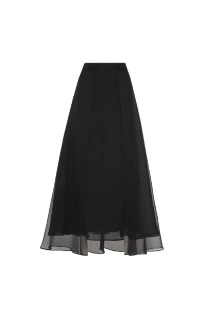Brunello Cucinelli Paneled Circle Skirt In Black