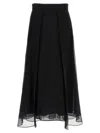 Brunello Cucinelli Black Layered Effect Midi Skirt In Multi