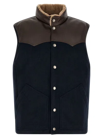 Brunello Cucinelli Paneled Feather-padded Vest In Blue