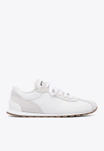 Brunello Cucinelli Paneled Lace-up Sneakers In White