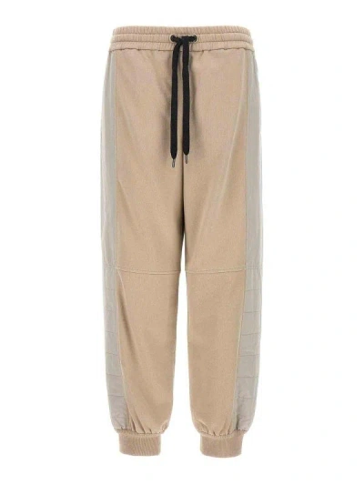 Brunello Cucinelli Paneled Linen-blend Jogging Pants In Brown