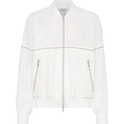 Brunello Cucinelli Paneled Sweatshirt With Monili In White