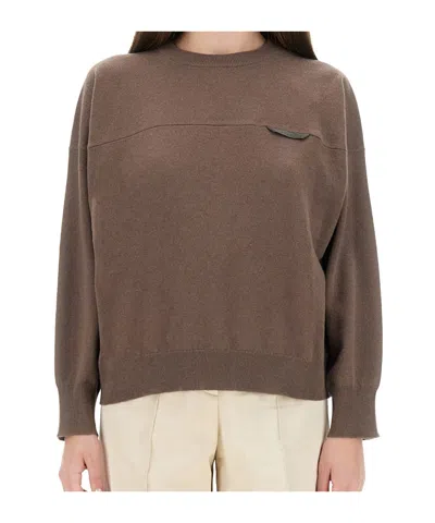 BRUNELLO CUCINELLI PANELLED CREW-NECK SWEATER