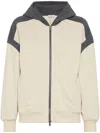 Brunello Cucinelli Panelled Hoodie In Neutrals
