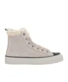 Brunello Cucinelli Panelled Lace-up Sneakers In Gray