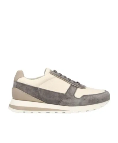 Brunello Cucinelli Panelled Lace-up Sneakers In Panama+smoke+alpaca