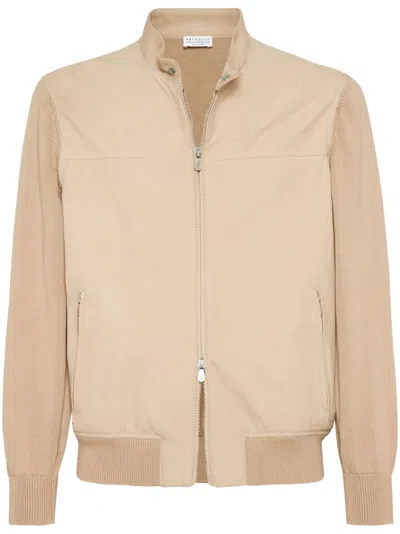 Brunello Cucinelli Button-up Leather Jacket In Brown