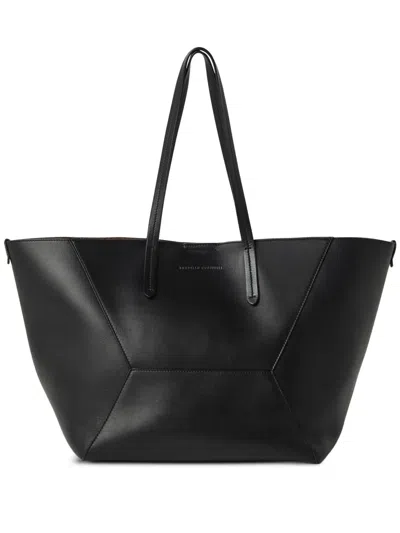 Brunello Cucinelli Panelled Leather Tote Bag In Black