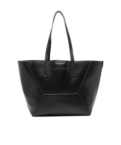Brunello Cucinelli Panelled Leather Tote Bag In Black