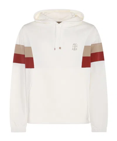 Brunello Cucinelli Panelled Logo-printed Drawstring Hoodie