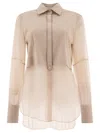 Brunello Cucinelli Panelled Long-sleeved Poplin Shirt In Neutral