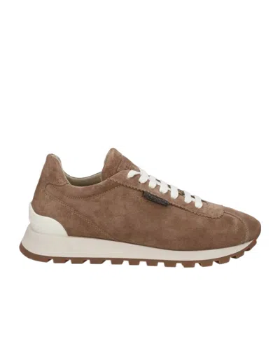 Brunello Cucinelli Suede Sneakers With Iconic Jewel Application In Multi