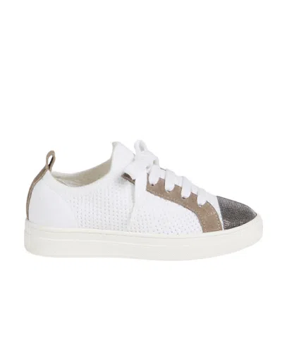 Brunello Cucinelli Kids' Panelled Sneakers In White
