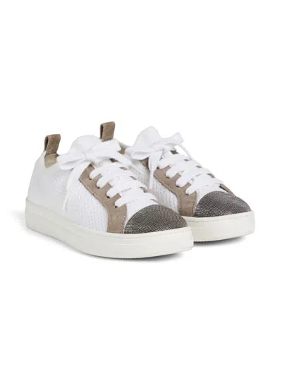Brunello Cucinelli Kids' Panelled Sneakers In White