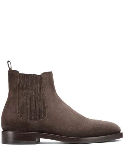 Brunello Cucinelli Panelled Suede Ankle Boots In Brown