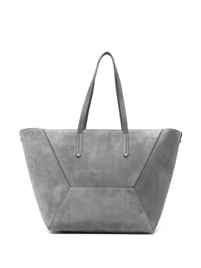 Brunello Cucinelli Panelled Suede Tote Bag In Gray