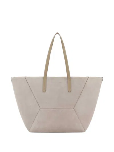 Brunello Cucinelli Panelling Shopper Bag In Neutral
