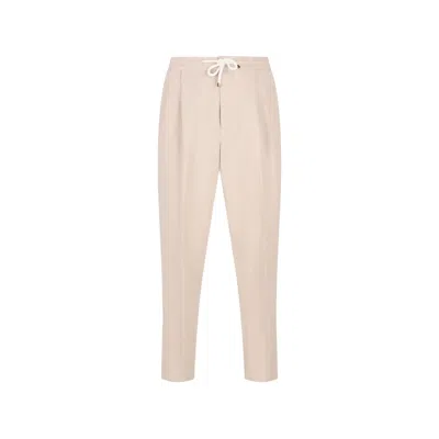 Brunello Cucinelli Drawstring Tapered Trousers In Neutral