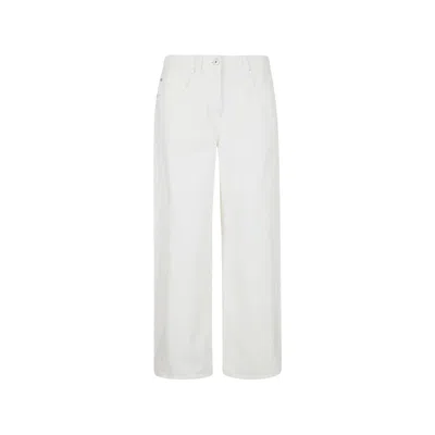 Brunello Cucinelli Logo Patch Wide-leg Trousers In White