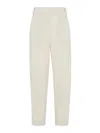 Brunello Cucinelli Slouchy Trousers In Sparkling Linen Canvas With Jewellery In Beige