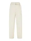 Brunello Cucinelli Belted Trousers In Beige