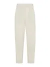 Brunello Cucinelli Slouchy Trousers In Sparkling Linen Canvas With Jewellery In Beige