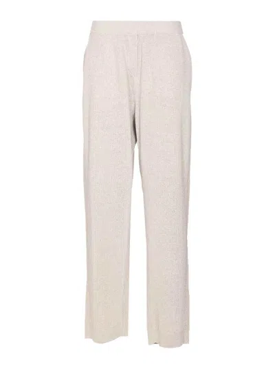 Brunello Cucinelli Vanise Sparkling Knitted Trousers In Neutral
