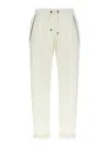 Brunello Cucinelli White Pants With Elastic Drawstring Waist And Monile Detail On The Pockets In Cotton Woman